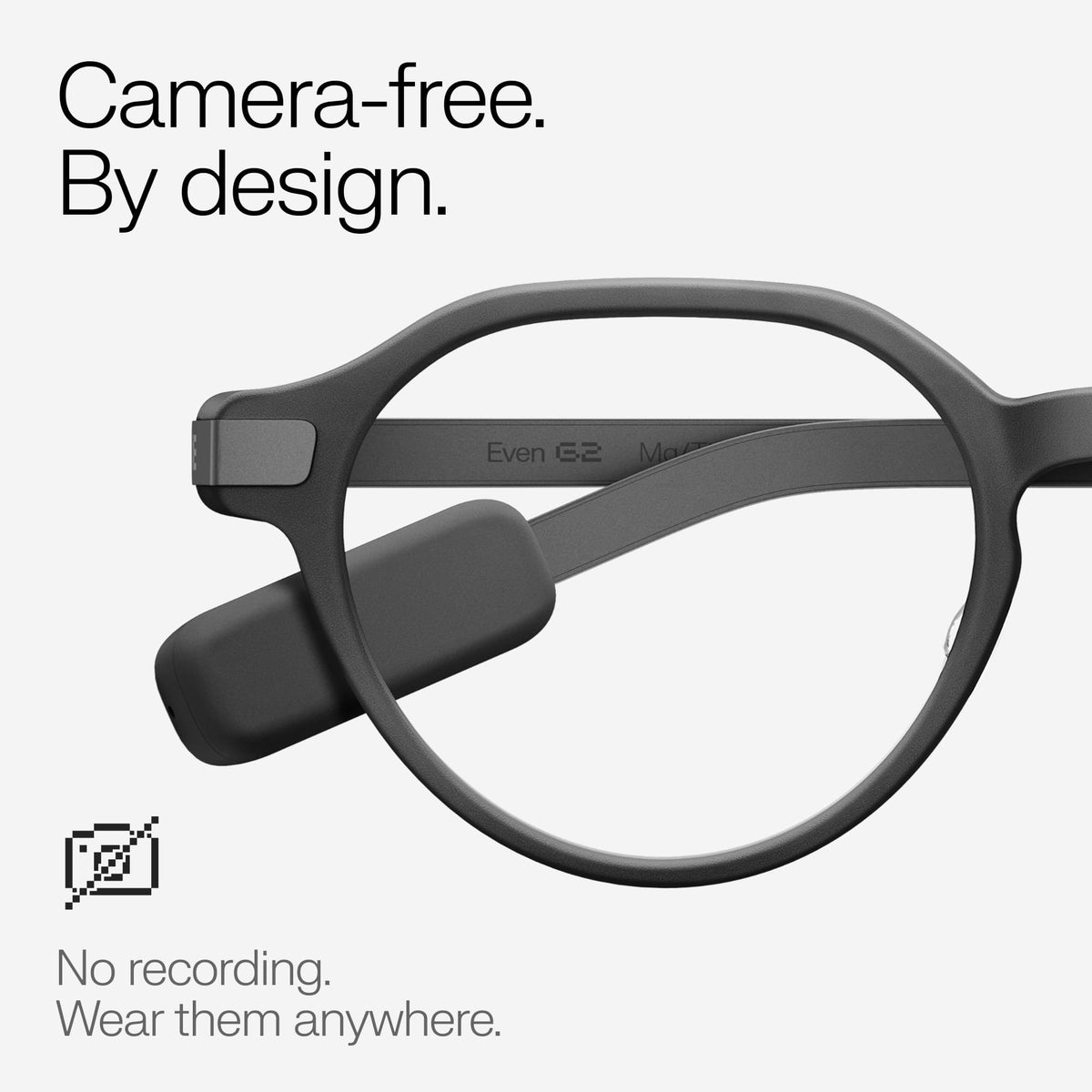 Even Realities - Even G2 A - Everyday Display Smart Glasses, Camera-free, Privacy First - Gray