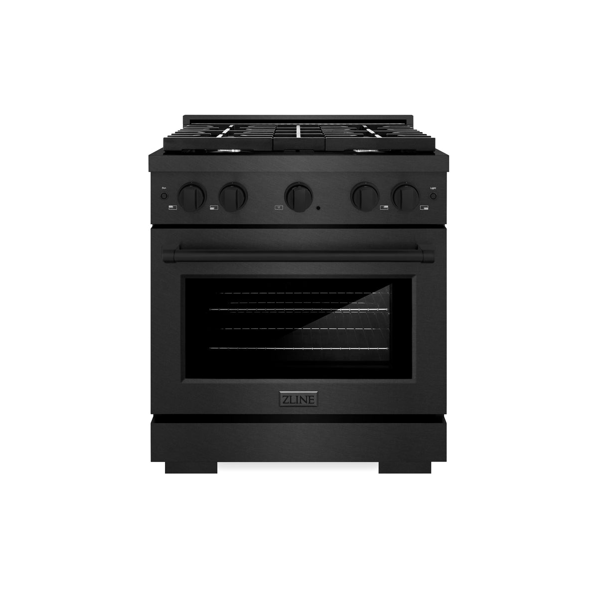 ZLINE - 30 in. Wide 4 Burner 4.2 cu. ft. Manual Clean Freestanding Gas Range Convection Oven in Black Satin Stainless Steel - Black Satin Stainless Steel