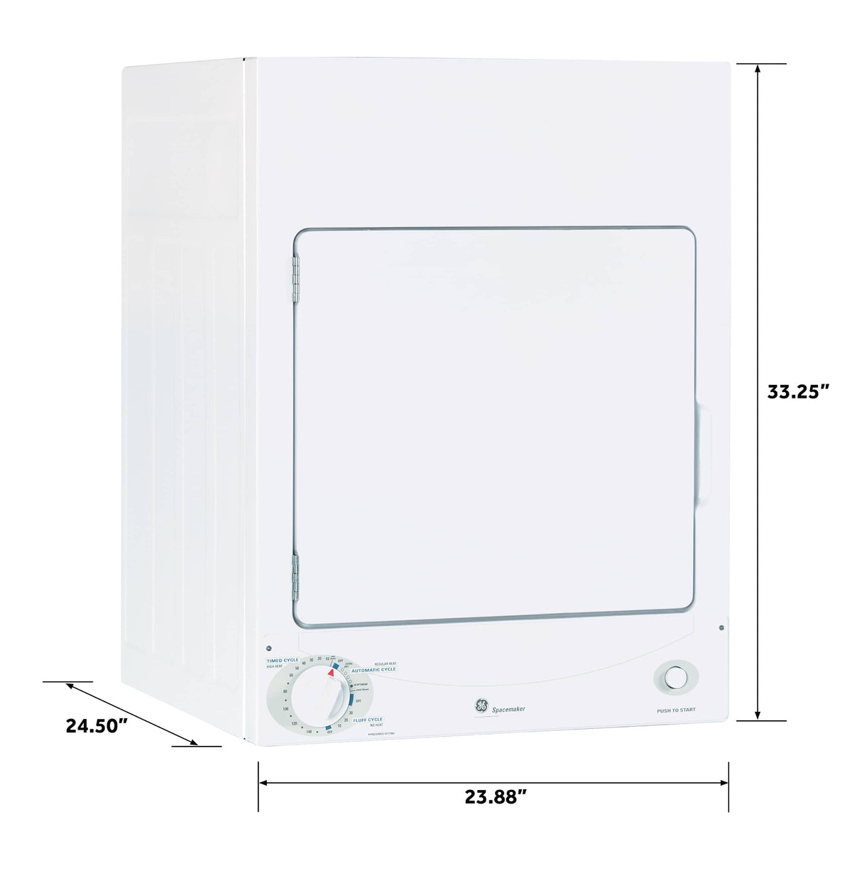 GE - 3.6 Cu. Ft. Stackable Electric Dryer - White on White