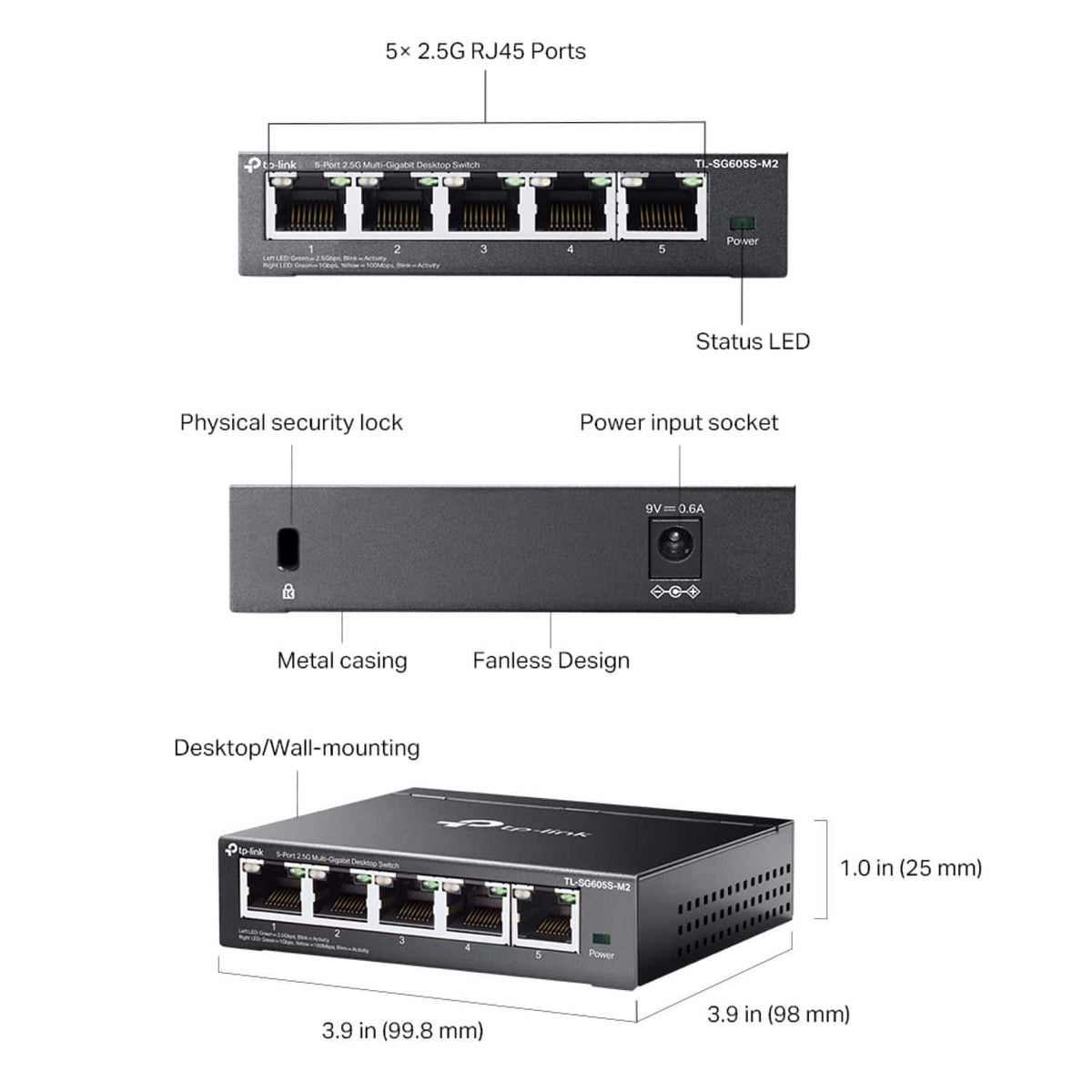 TP-Link - 5-Port 2.5G Multi-Gigabit Desktop Switch - Black