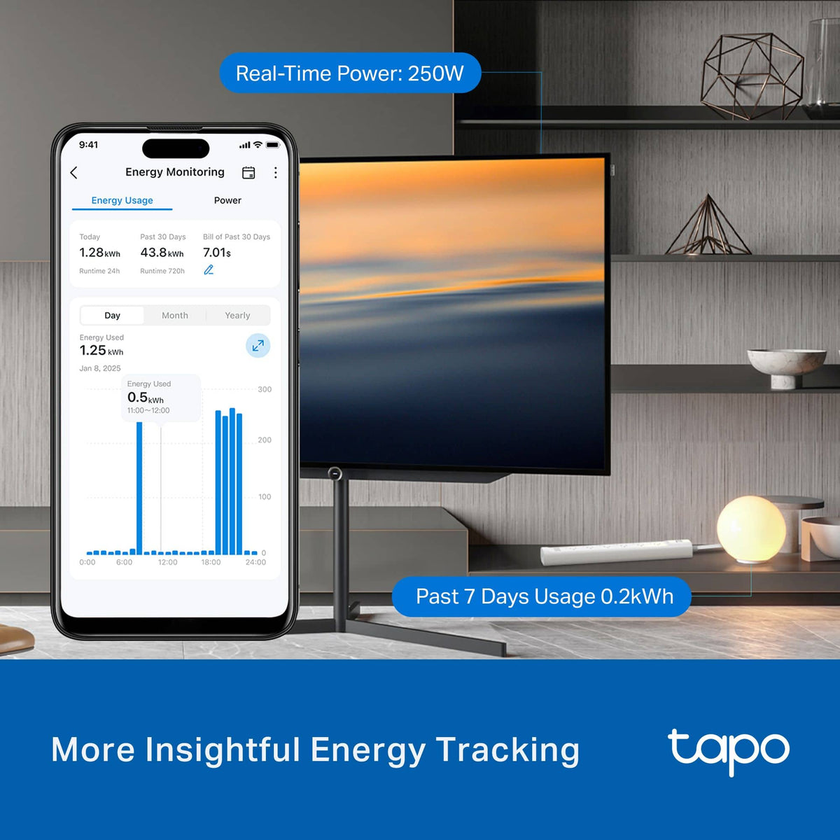 TP-Link - Tapo P316M Smart Power Strip with 6 Individually Controlled Smart Outlets & 3 USB Ports with Surge Protection - White