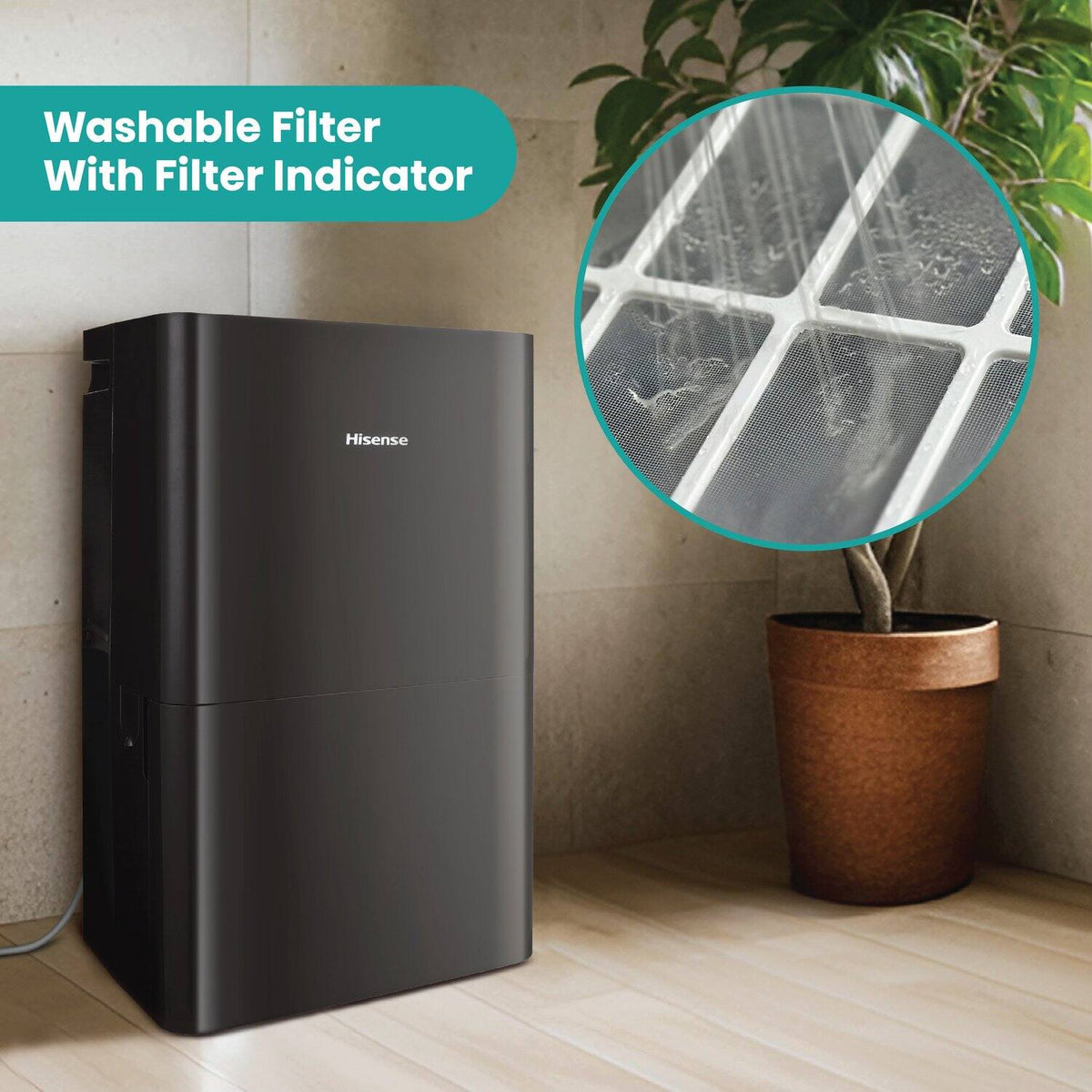 Hisense - 50-Pint Dehumidifier with 12 quarts Bucket Capacity and Pump - Black