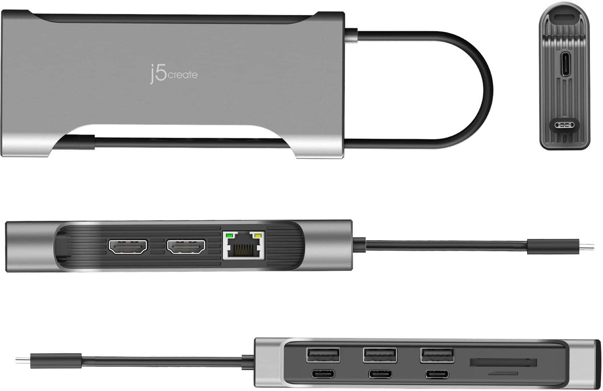 j5create - USB-C 12-in-1 Dual 4K60 HDMI Hub - Space Gray