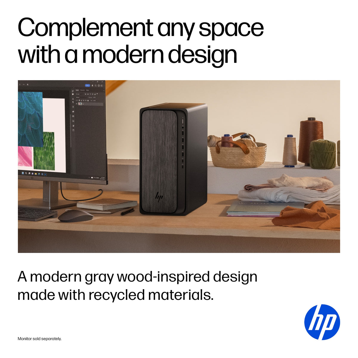 HP - OmniDesk Desktop - AMD Ryzen 7 8700G 2024 - 16GB DDR5 Memory - NVIDIA GeForce RTX 3050 - 1TB SSD - Gray Wood