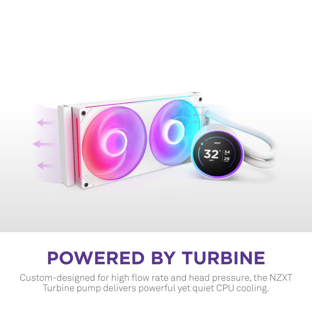 NZXT - Kraken Elite RGB 280mm 2024 Radiator (1x Single-Frame RGB Core Fan) Liquid Cooler with 2.72" 60FPS Display - White
