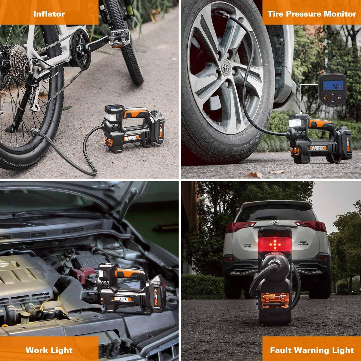 WORX - 20V MAX Cordless Multi-Function Air Pump Inflator (1 x 2.0aH Battery and 1 x Charger Included) - Black