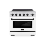 ZLINE - 36 in. Wide 5 Elements Autograph 5.2 cu. ft. Paramount Freestanding Induction Range with Black Accents with White Door - Matte White