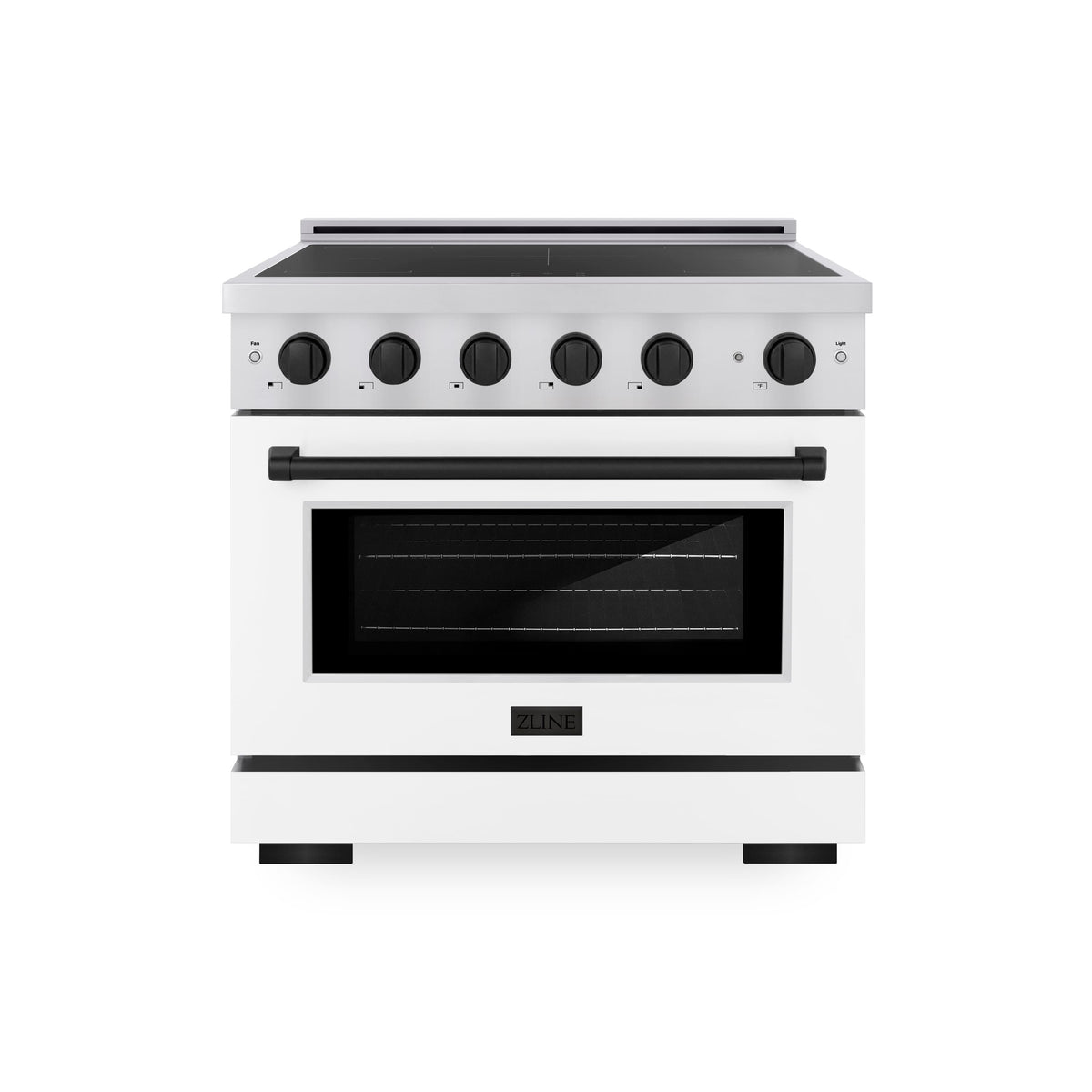 ZLINE - 36 in. Wide 5 Elements Autograph 5.2 cu. ft. Paramount Freestanding Induction Range with Black Accents with White Door - Matte White