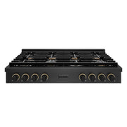 ZLINE - 48 in. Wide 8 Burner Designer Paramount Gas Rangetop in Black Satin Steel with Black and Bronze Accents (SRTBSZ-48-MBCB) - Black Satin Stainless Steel