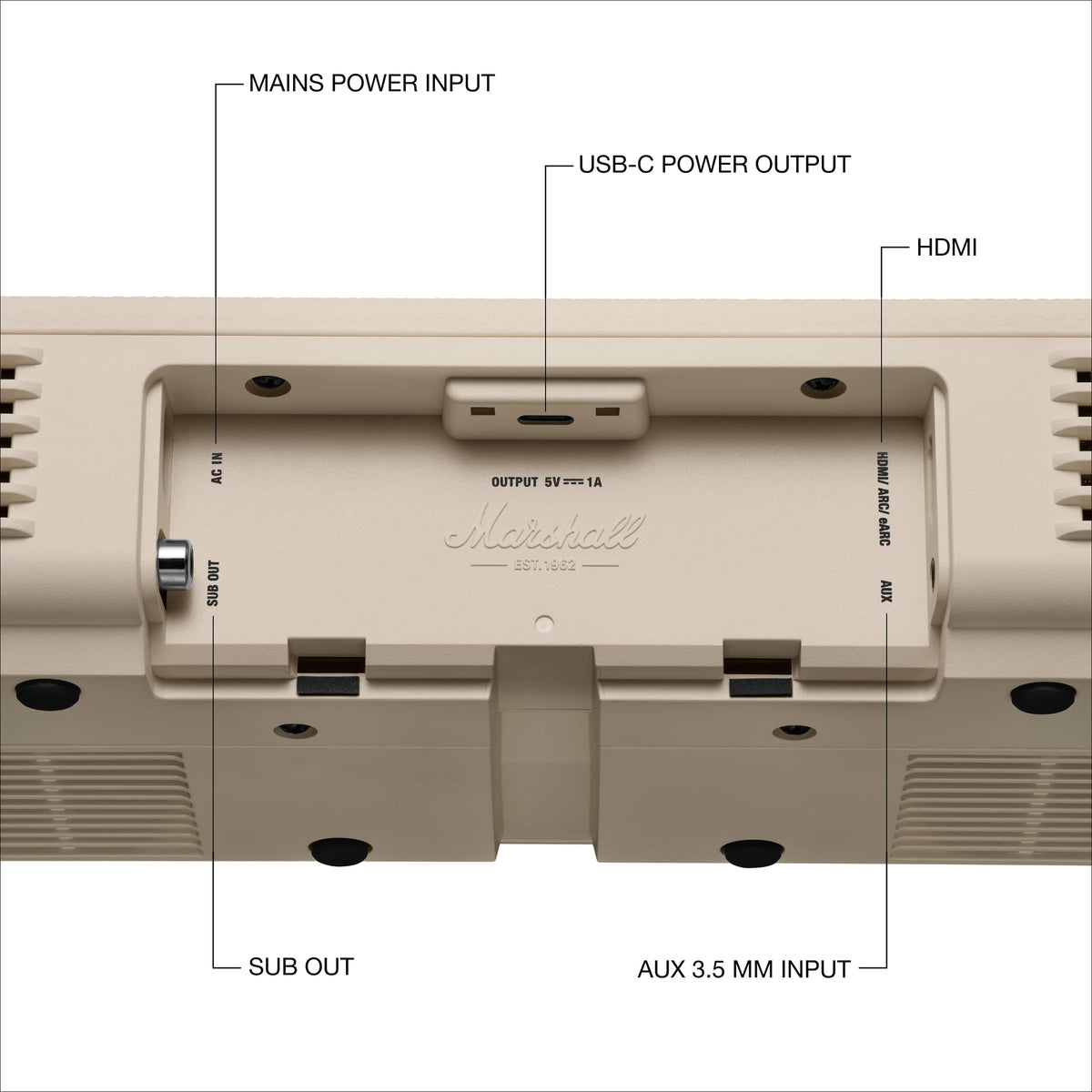 Marshall - Heston 60 Soundbar with Dolby Atmos Immersive Sound for TV / Movies / Music - Cream