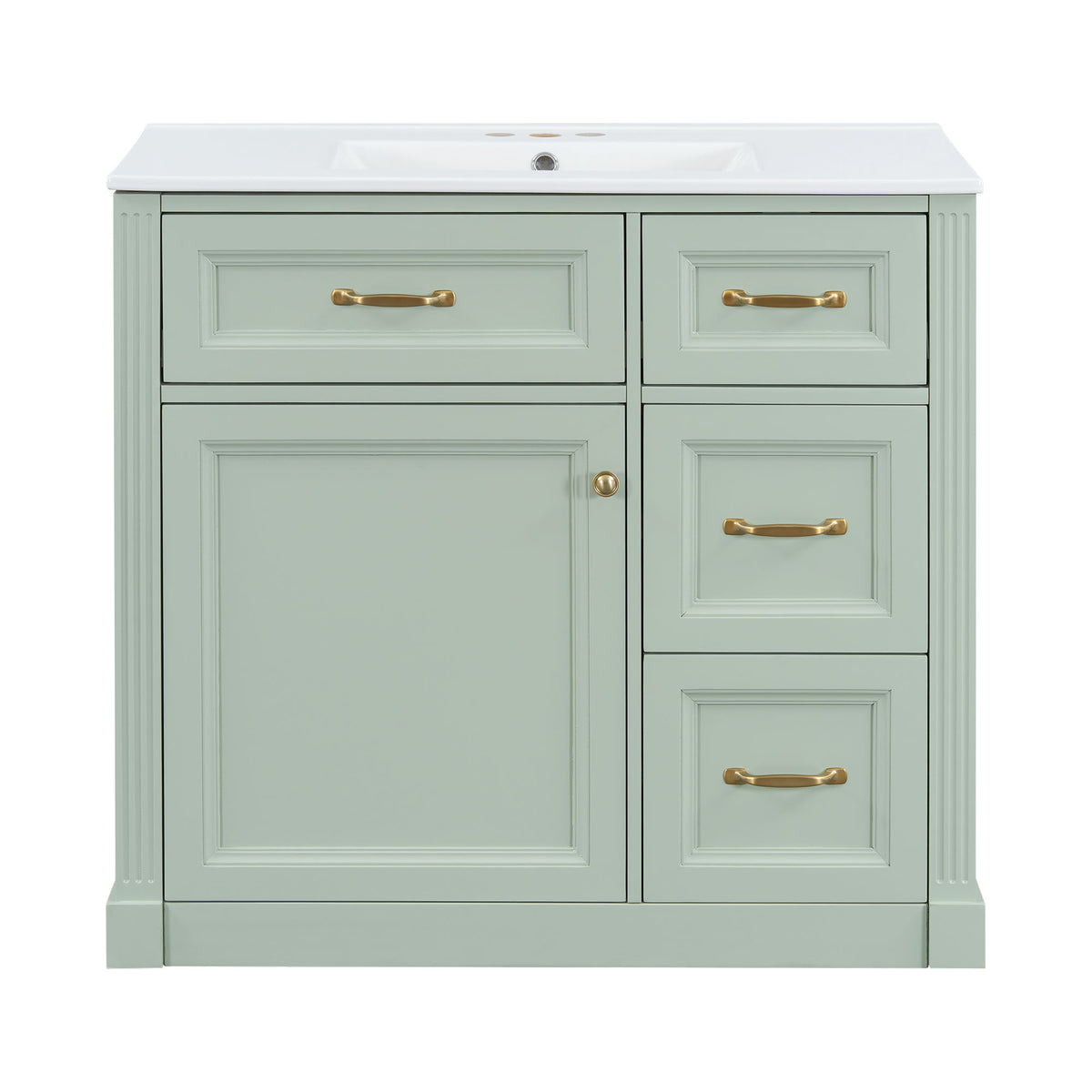 Tocador de baño moderno con lavabo, 4 cajones, puerta de cierre suave, estante ajustable