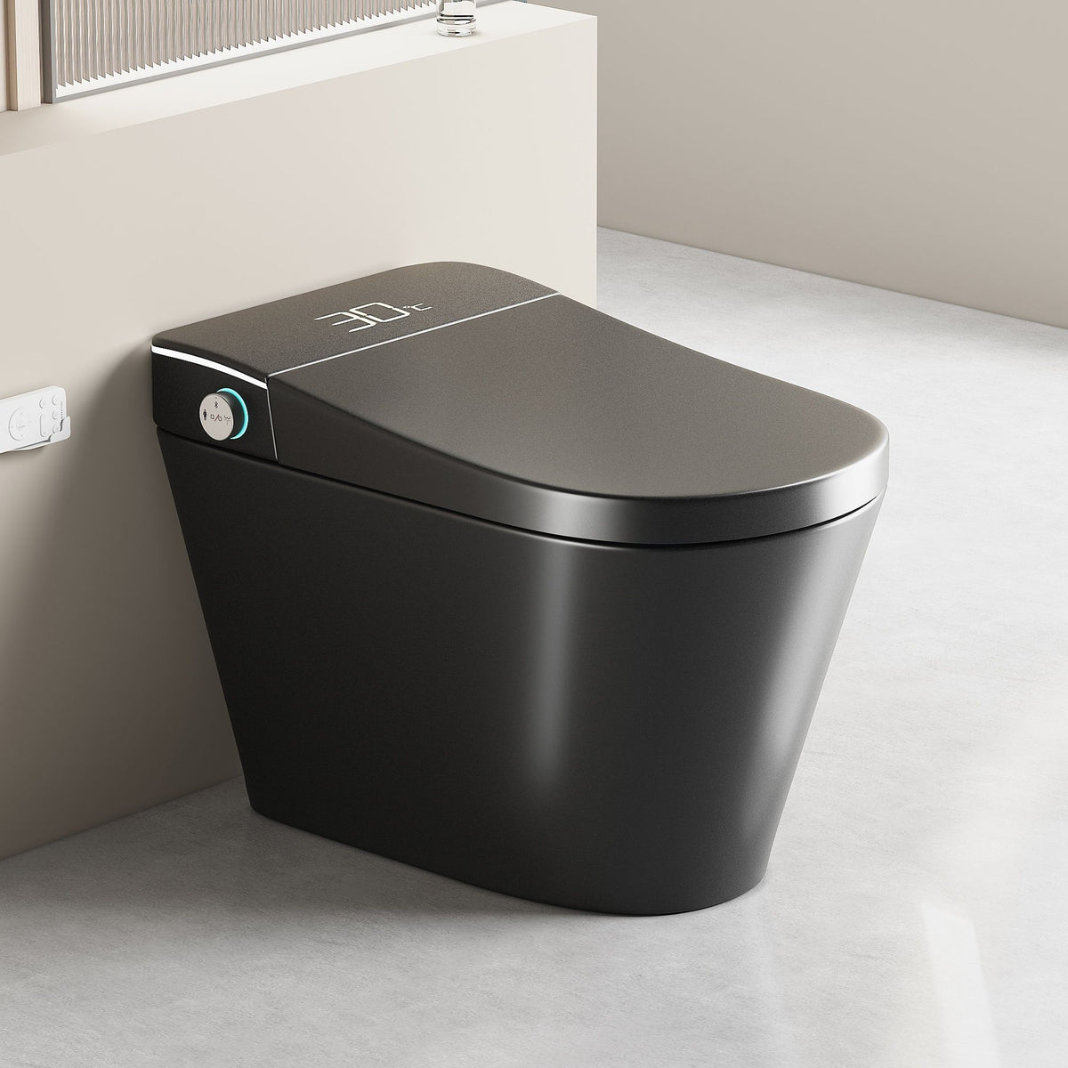 Inodoro inteligente con bidé con asiento de apertura/cierre automático, lavado con agua tibia, asiento con calefacción y control remoto inalámbrico