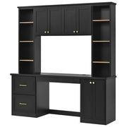 Computer Desk With Hutch, Workstation With Desk Grommet & Keyboard Tray