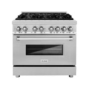 ZLINE - 36 in. Wide 6 Burner 4.6 cu. ft. Freestanding Legacy Dual Fuel Range in  Stainless Steel w/ Satin Stainless Steel Door - Stainless Steel