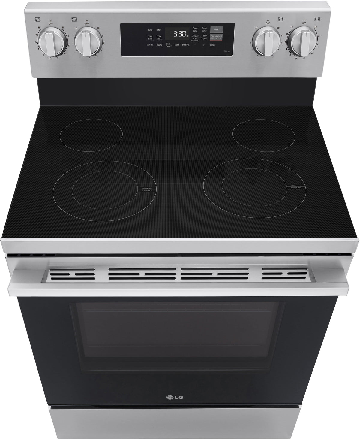 LG - 30-in Wide 6.3 Cu. Ft. Freestanding Electric Convection Smart Range with 4 Elements, Air Fry and WideView Window - Stainless Steel