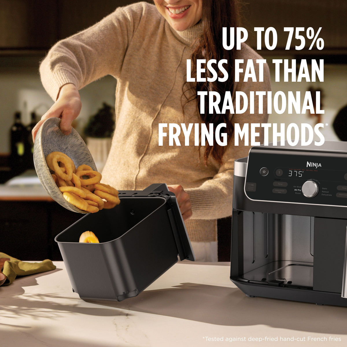 Ninja - DualZone Smart XL 6-in-1 Air Fryer, 10-qt Capacity with Thermometer - Black