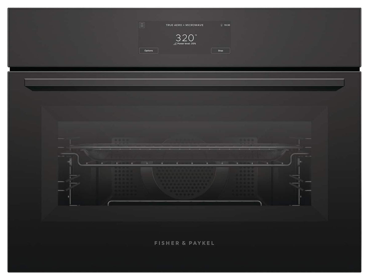 Fisher & Paykel - 24" 1.7 Cu Ft Built-in Convection Speed Oven, 6.8" Touchscreen - Compact - Minimal - Black
