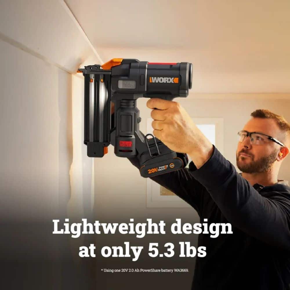 WORX - Nitro WX838L 20V PowerShare Cordless 18GA Brad Nailer (Battery & Charger Included) - Black