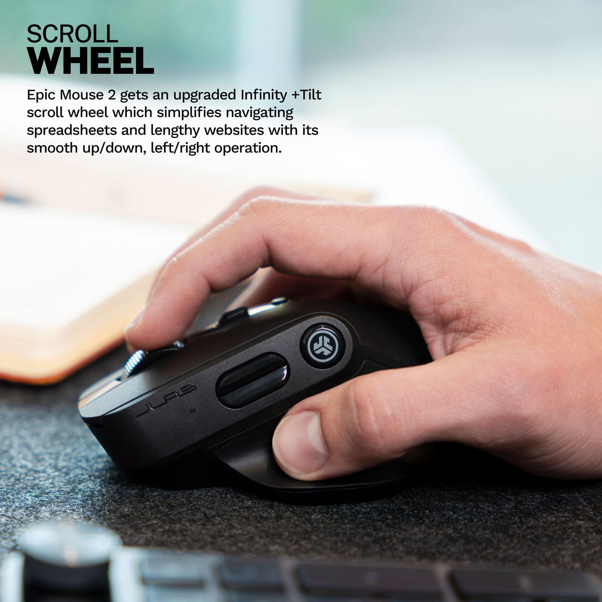 JLab - EPIC Wireless Bluetooth Mouse 2 - Wireless - Black