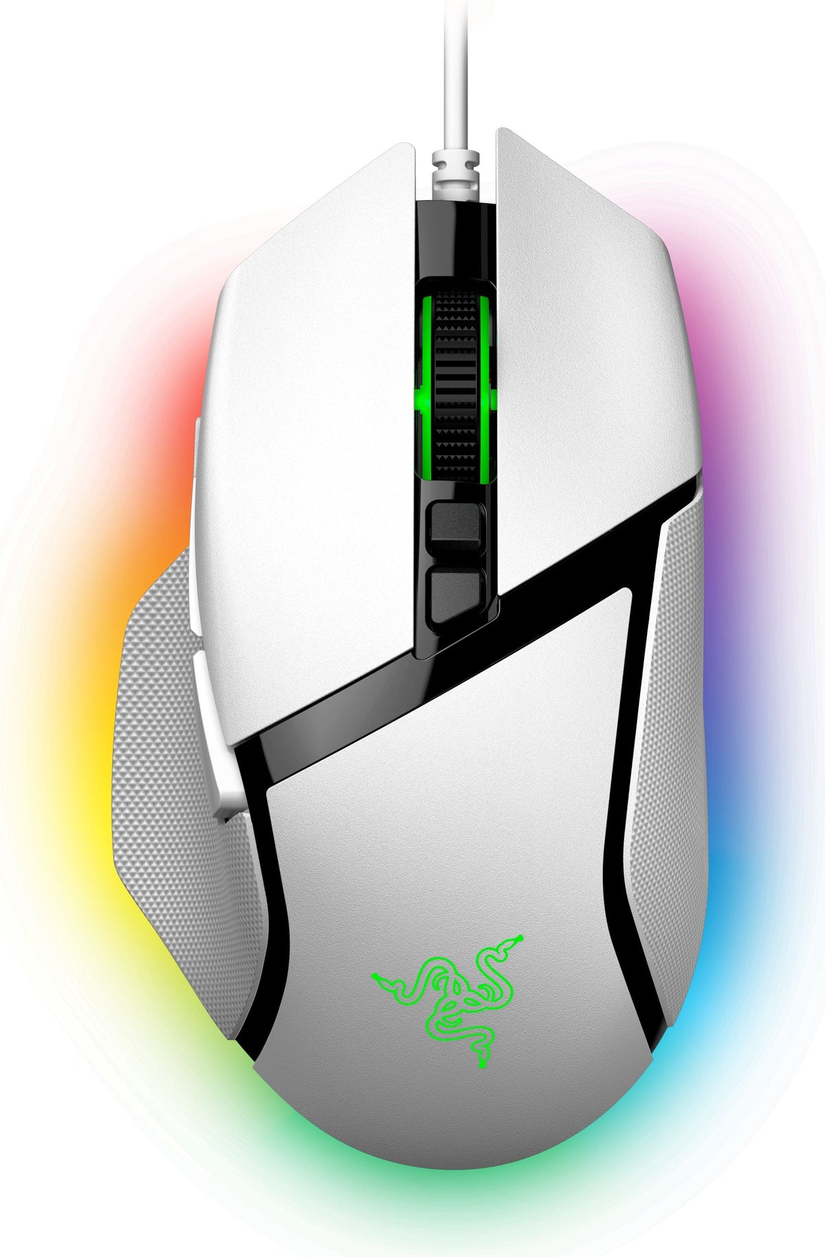Razer - Basilisk V3 Optical Gaming Mouse with Chroma RBG Lighting - Wired - White