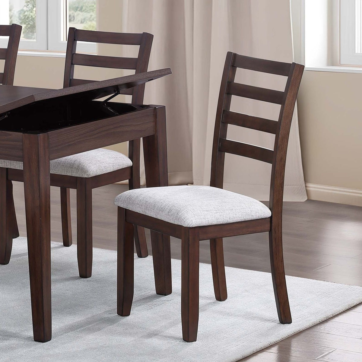 Sillas de comedor con respaldo de escalera (juego de 2) - Nogal