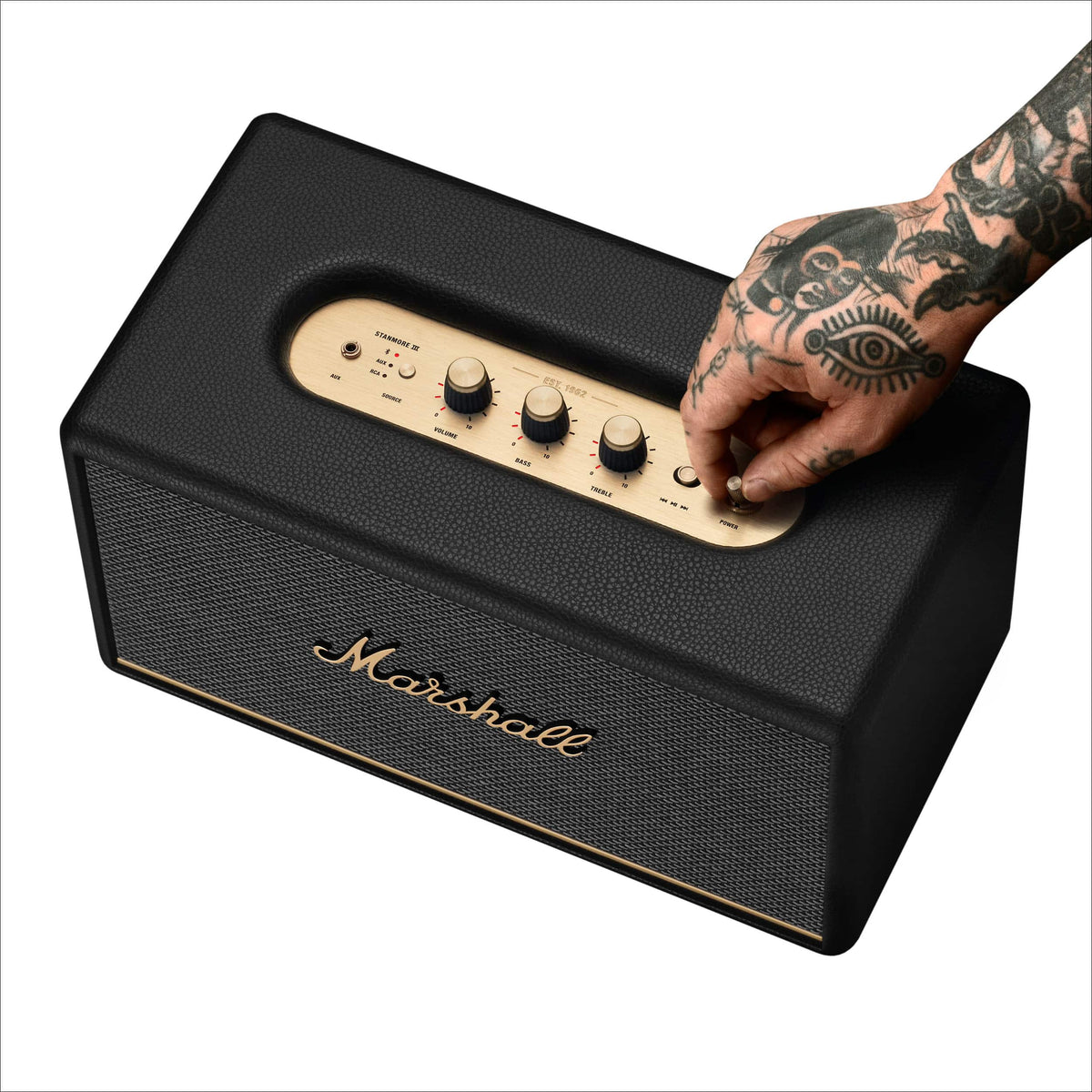Marshall - Stanmore III Bluetooth Home Speaker with Bass / Treble / Volume Controls and 3.5 mm Auxiliary / RCA Inputs - Black