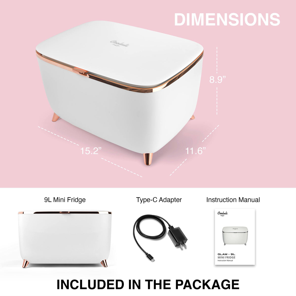 Cooluli - Glam 9L Mini Skincare Fridge - Pink