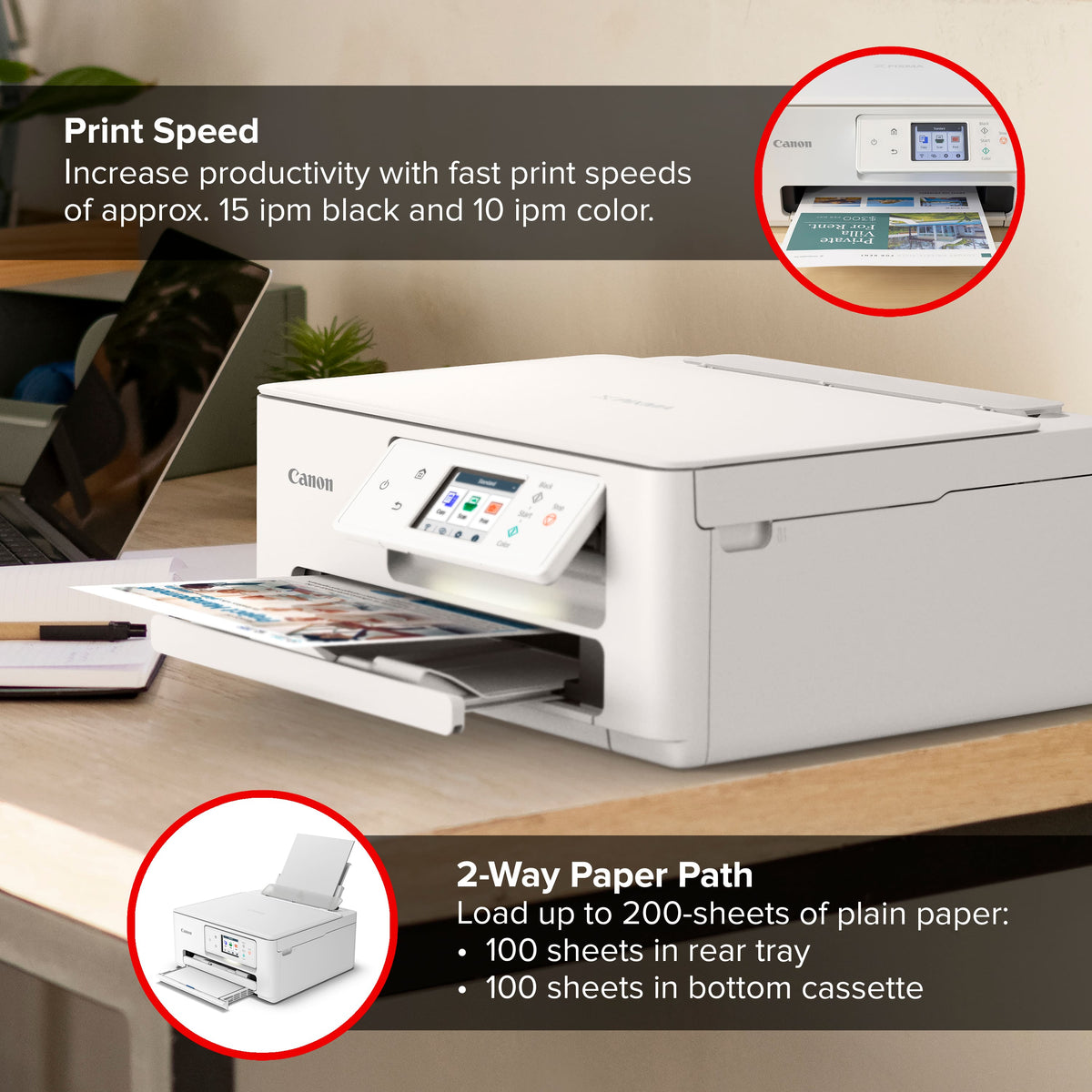 Canon - PIXMA TS7720 Wireless All-In-One Inkjet Printer - White