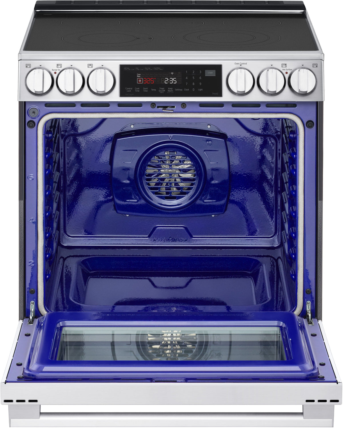 LG - 30-in Wide 6.3 Cu. Ft. Slide-In Electric True Convection Range with 5 Elements, InstaView and 2 UltraHeat Elements - Stainless Steel