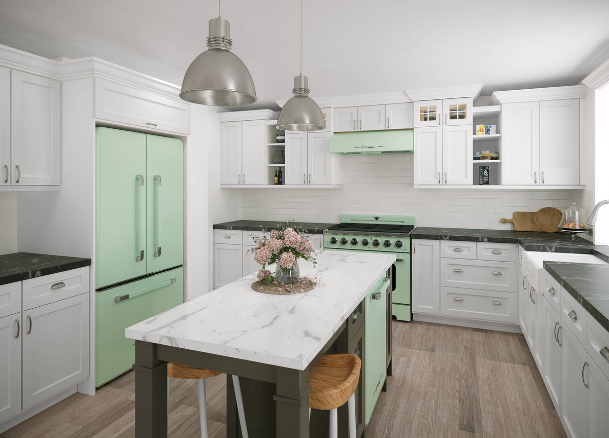 Unique Appliances - 36 in. Wide Classic Retro 36-inch 21 cu.ft. Counter Depth French Door Refrigerator - Summer Mint Green