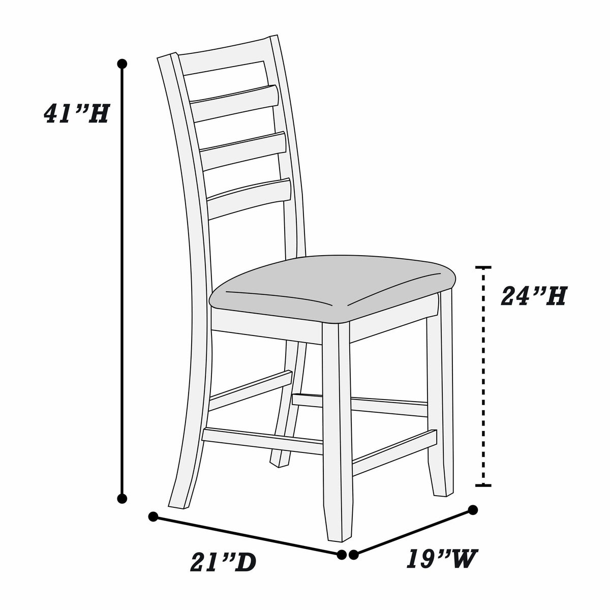 Sillas de comedor de altura de mostrador con respaldo de escalera (juego de 2) - Nogal