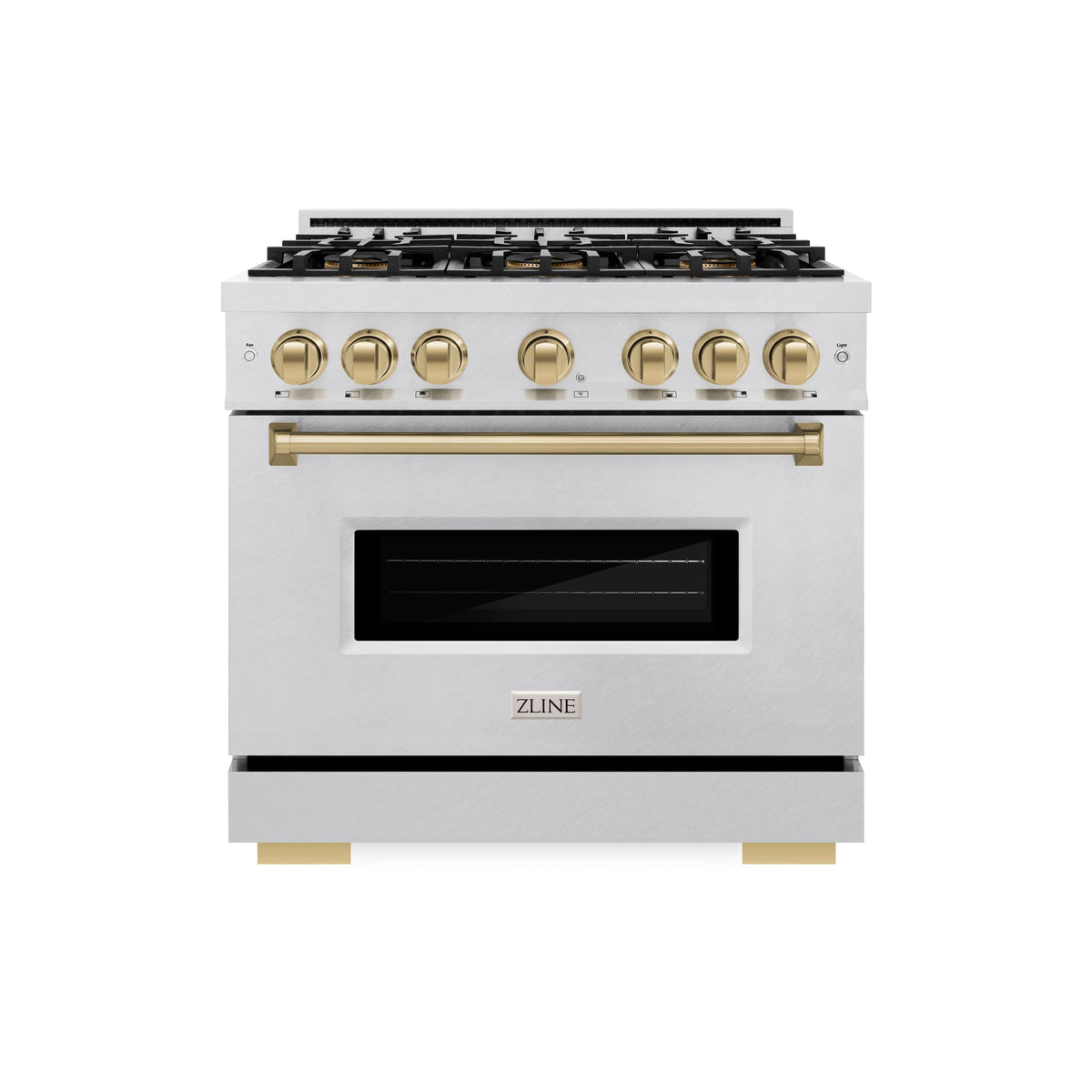 ZLINE - Autograph 36 in. 5.2 cu. ft. Classic Freestanding DuoPro Dual Fuel Range in Satin Stainless Steel and Bronze Accents - Satin Stainless Steel