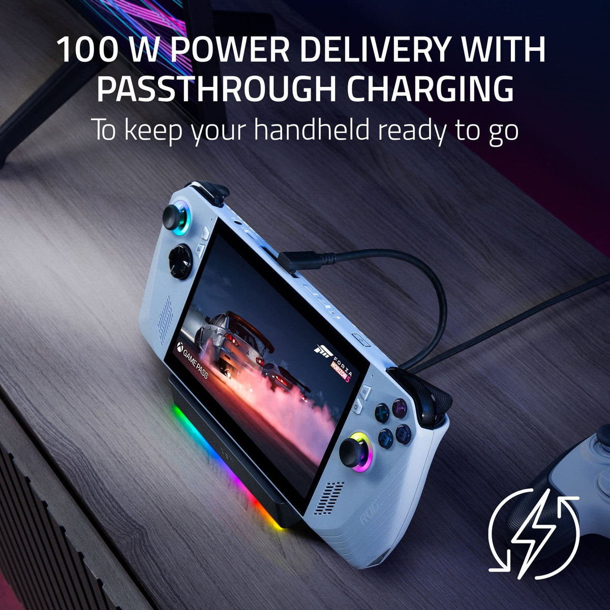 Razer - Handheld Dock Chroma with 100W Power Delivery for Mobile Gaming or Tablet Devices - Black