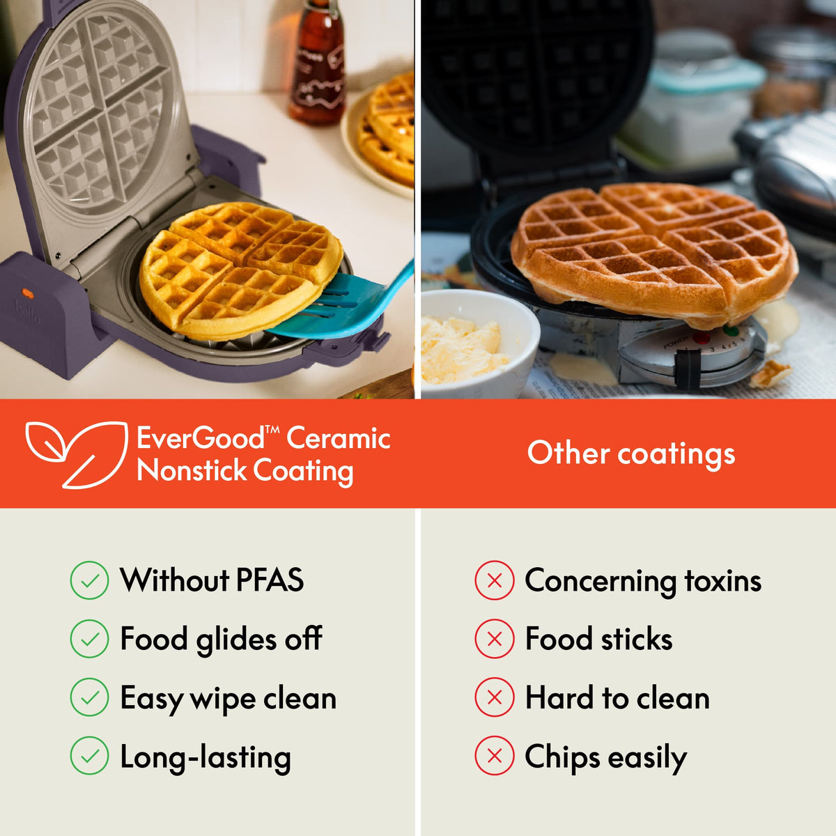 Bella - Fits-anywhere Kitchenware: Flip & Store Belgian Waffle Maker - Plum