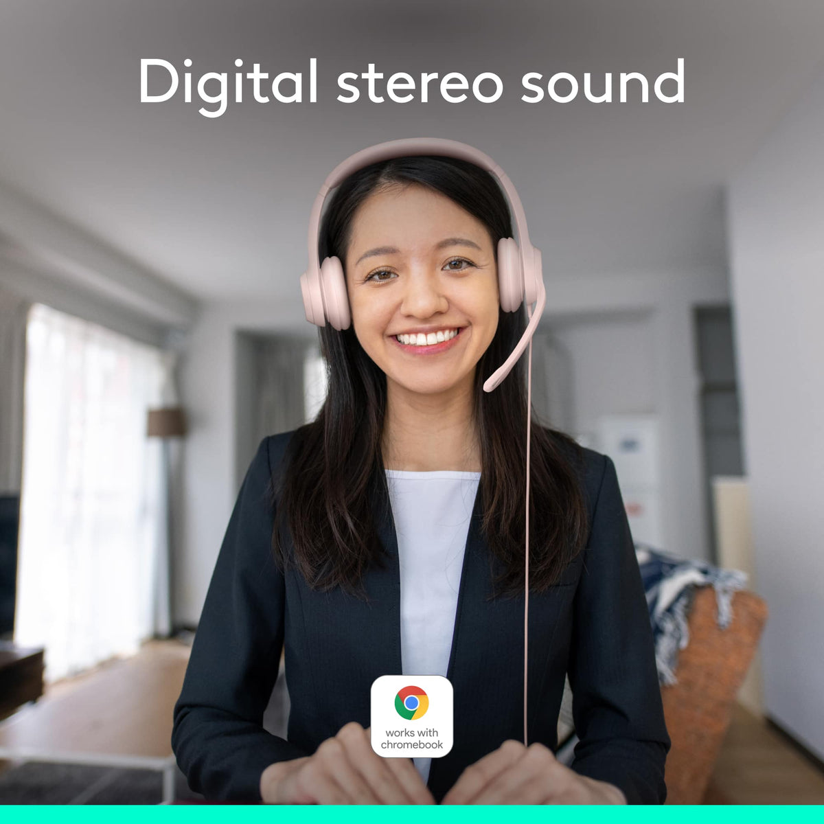 Logitech - H390 Wired USB-A On-Ear Stereo Headphones with Noise Canceling Microphone - Rose