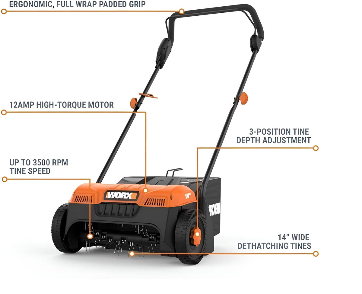 WORX - 12 AMP 14" Electric Dethatcher - Black