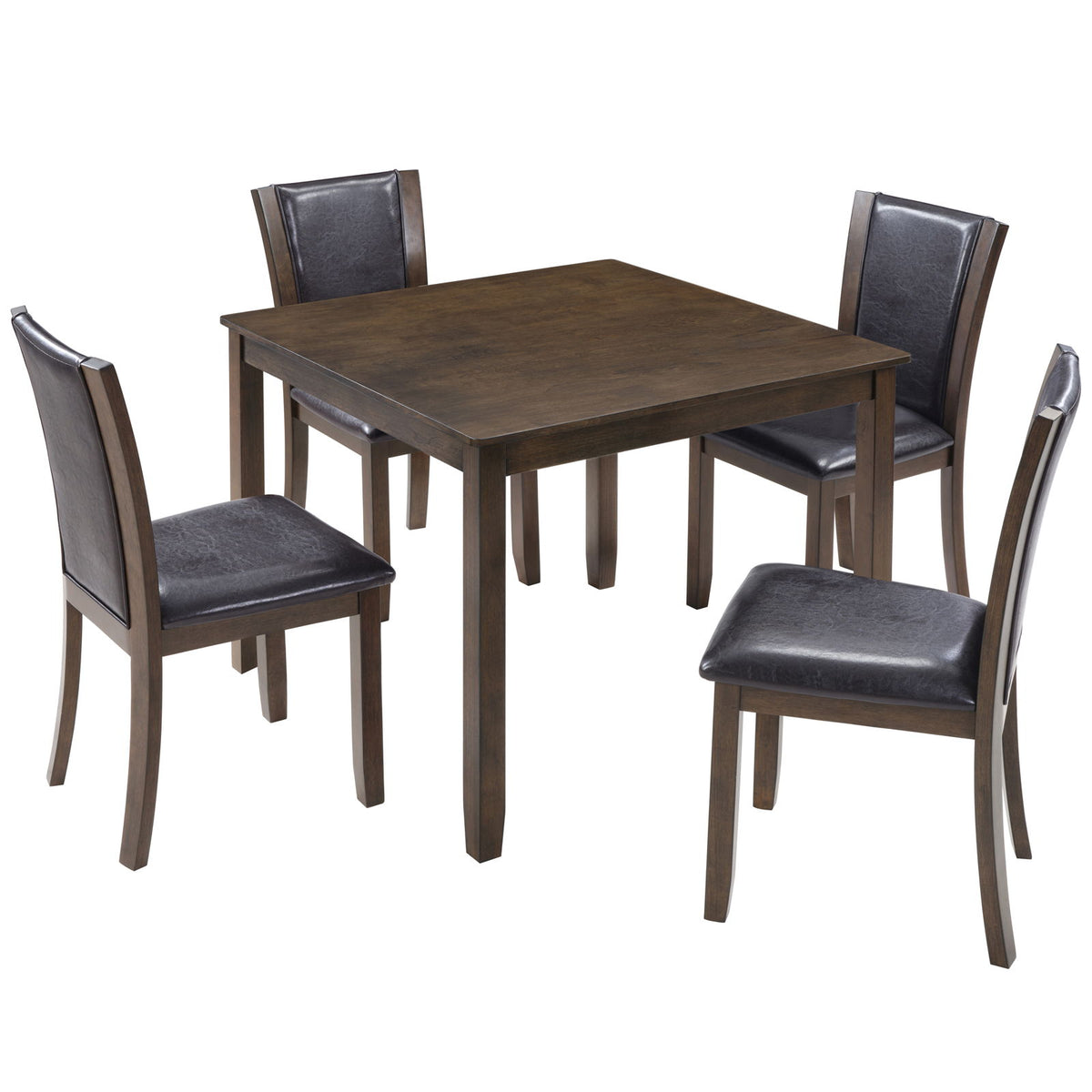 Juego de comedor de 5 piezas con sillas - Nogal oscuro