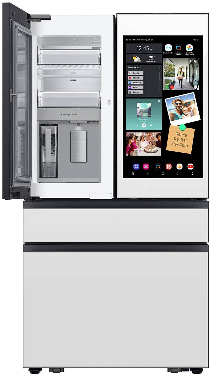 Samsung - 36 in. Wide Bespoke 23 cu. ft. Counter Depth 4-Door French Door Refrigerator with AI Family Hub+ - White Glass