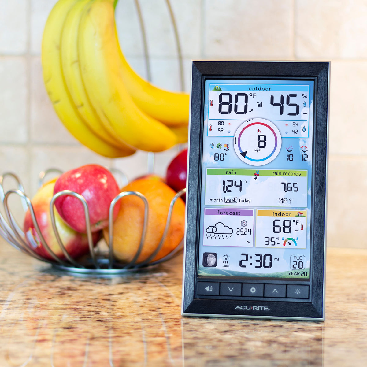 AcuRite - Iris (5-in-1) Weather Station with Vertical Color Display for Hyperlocal Weather Forecasting - White/Black
