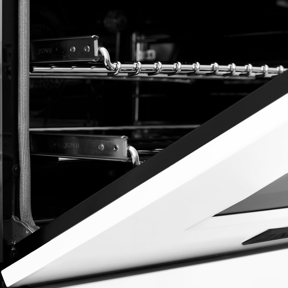 ZLINE - 60 in. Wide 8 Burner Autograph Legacy Dual Fuel Range in Satin Steel w/ White & Black Accents (RASZ-WM-60-MB) - Stainless Steel