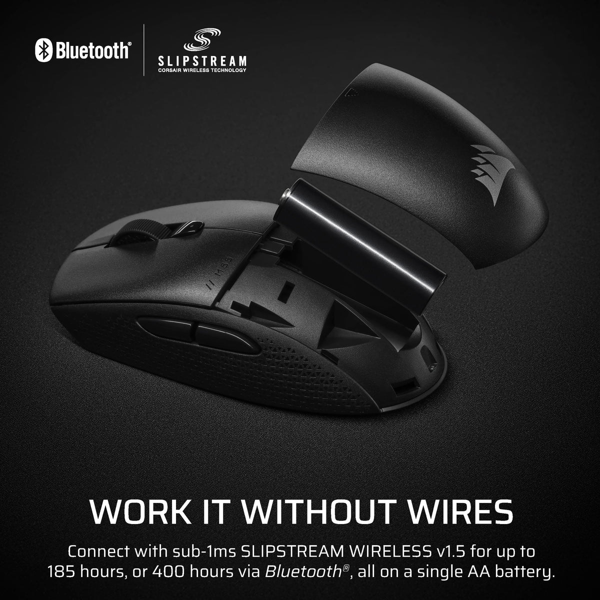 CORSAIR - M55 Wireless FPS Optical Gaming Ambidextrous Mouse with Slipstream Technology - Wireless - Black