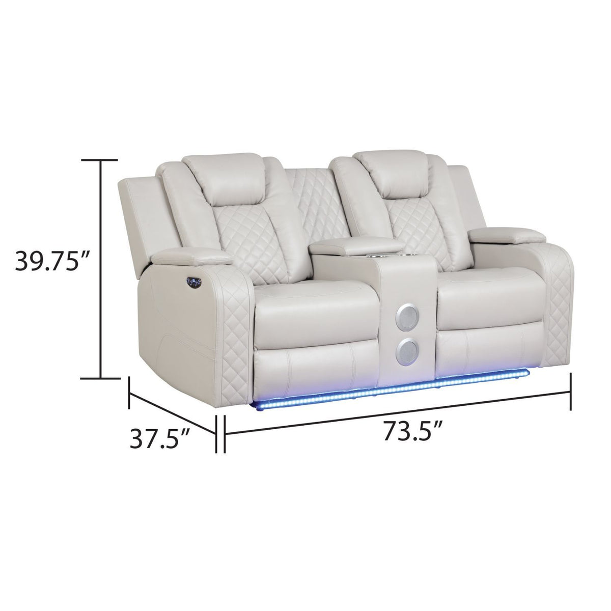 Benz - Sofá reclinable eléctrico con cabeceros ajustables y luces LED ambientales