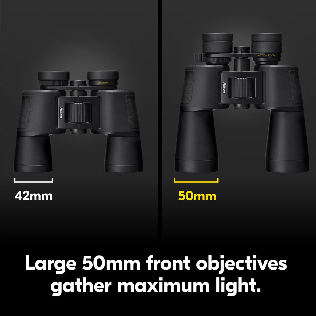 Nikon - ACTION ZOOM 10-22x50 Binoculars - Black
