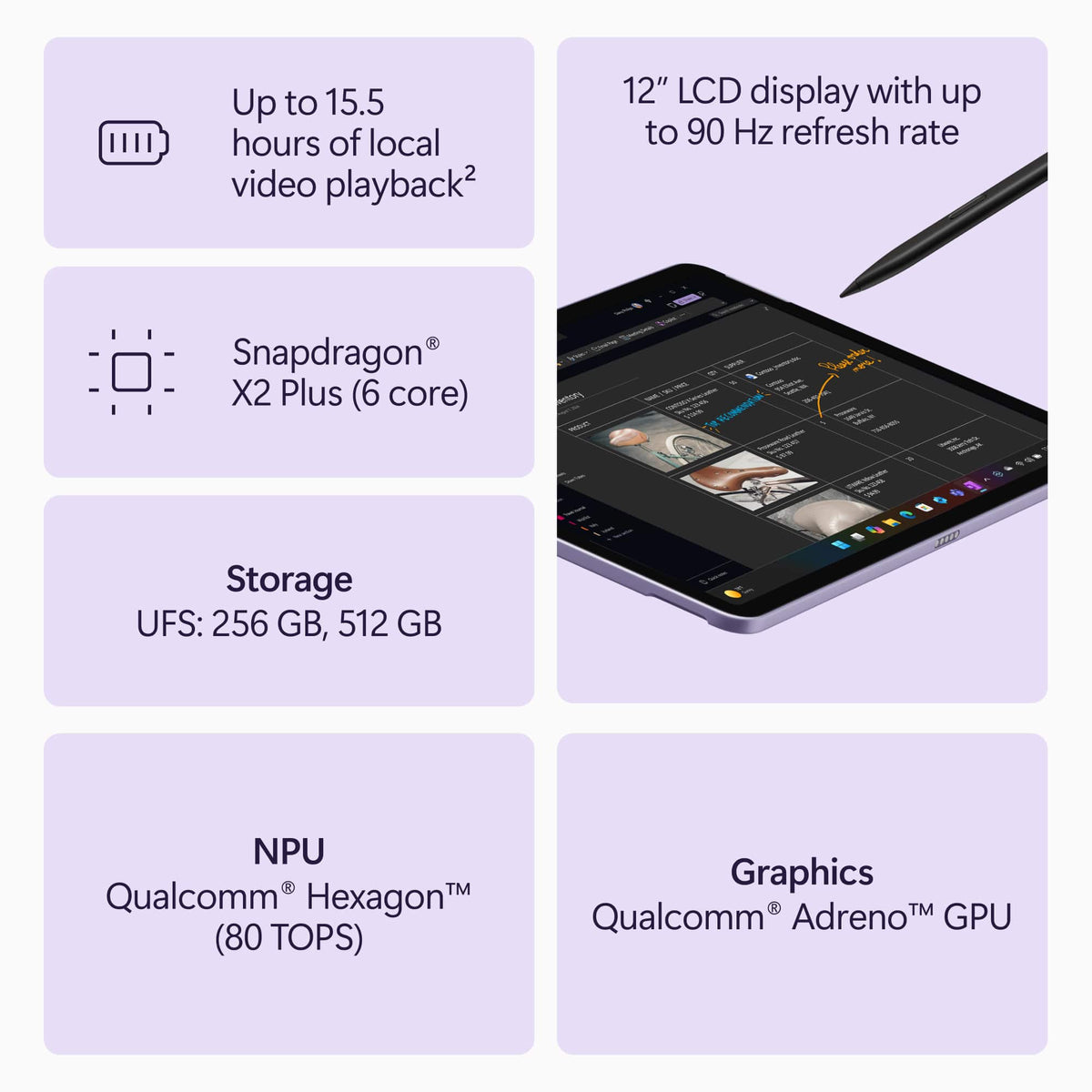 Microsoft - Surface Pro - 12" Touchscreen - Snapdragon X2 Plus (6 Core) - 16GB Memory - 256GB UFS - Device Only - Violet