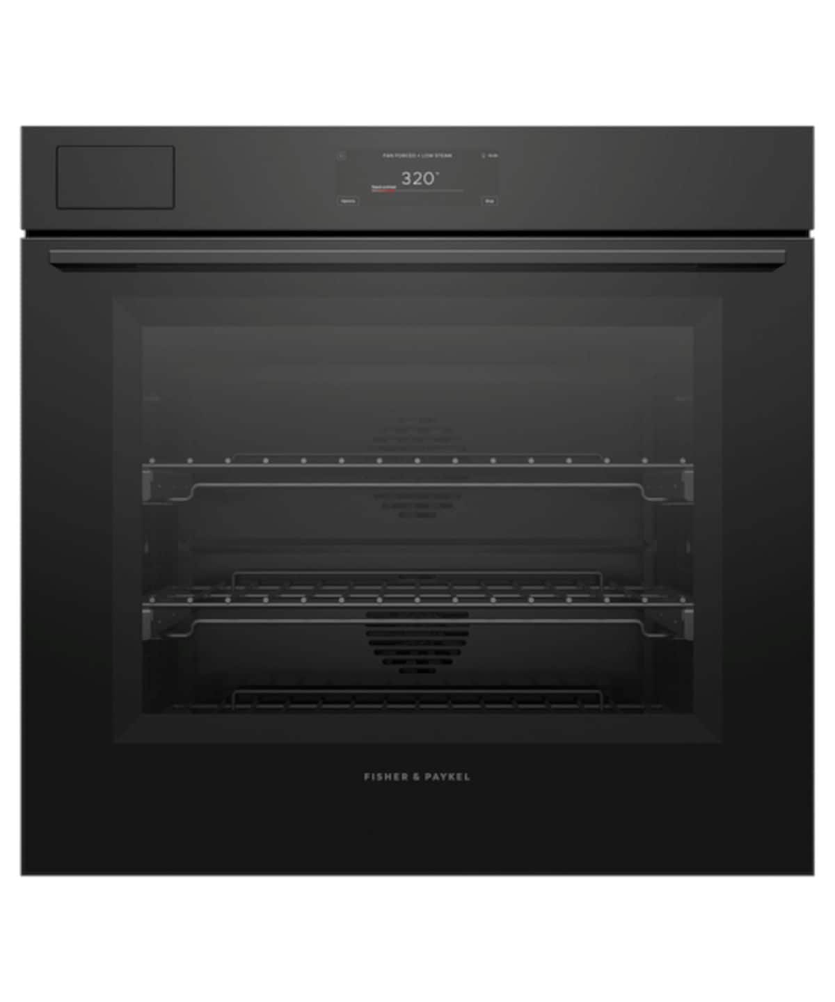 Fisher & Paykel - 30" 4.9 Cu. Ft. Single Oven w/Steam Assist, 6.8" Touchscreen,Self-Cleaning - Minimal (Soft - Black