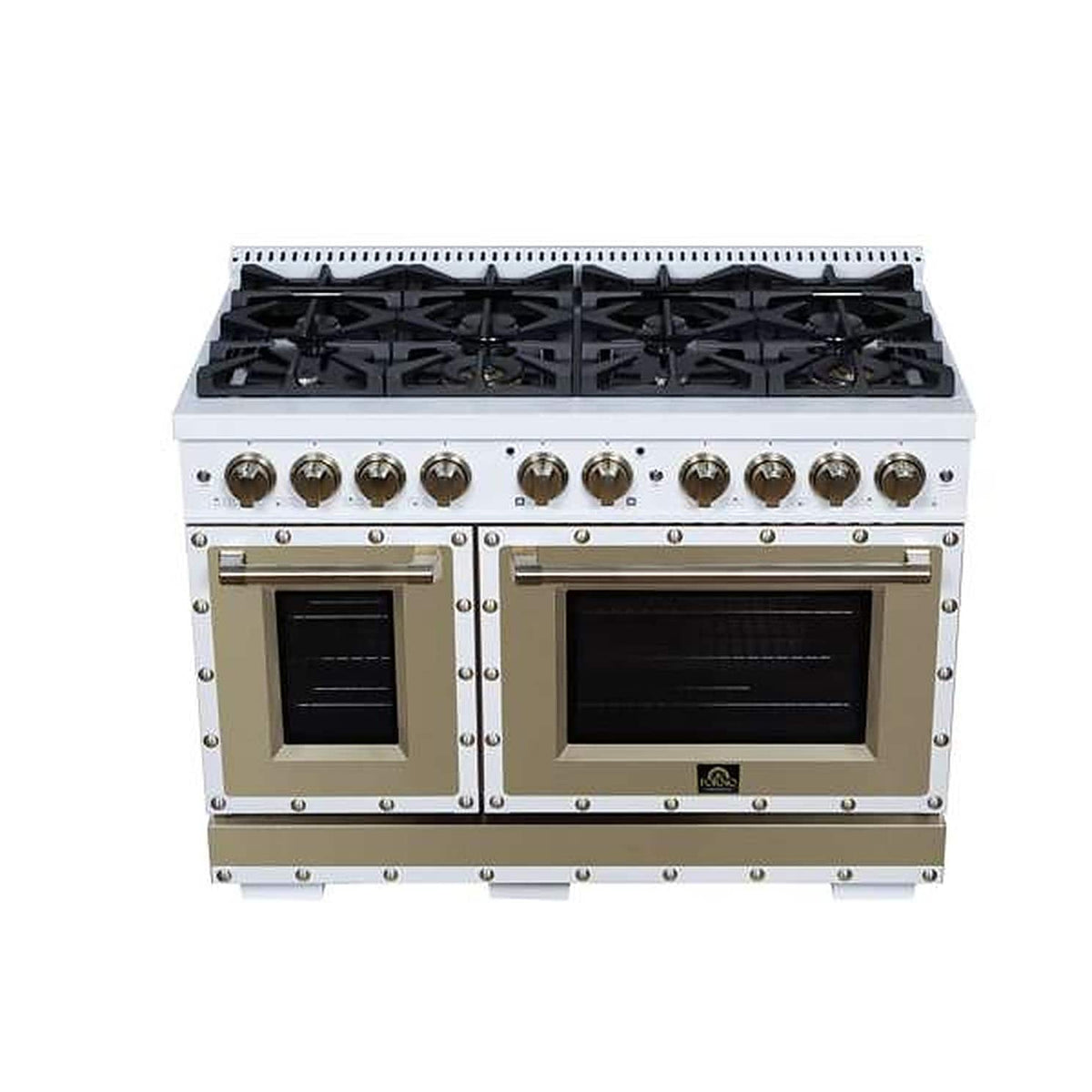 Forno Appliances - 48 in. Wide 8 Burner Valente 6.7 Cu. Ft. Freestanding Double Oven Gas Convection Range - White