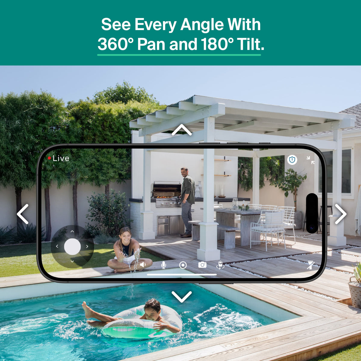 Arlo - Essential Pan Tilt Outdoor Security Camera 2K (2025 Release) - Wired Plug-In Powered, 1-Cam - White