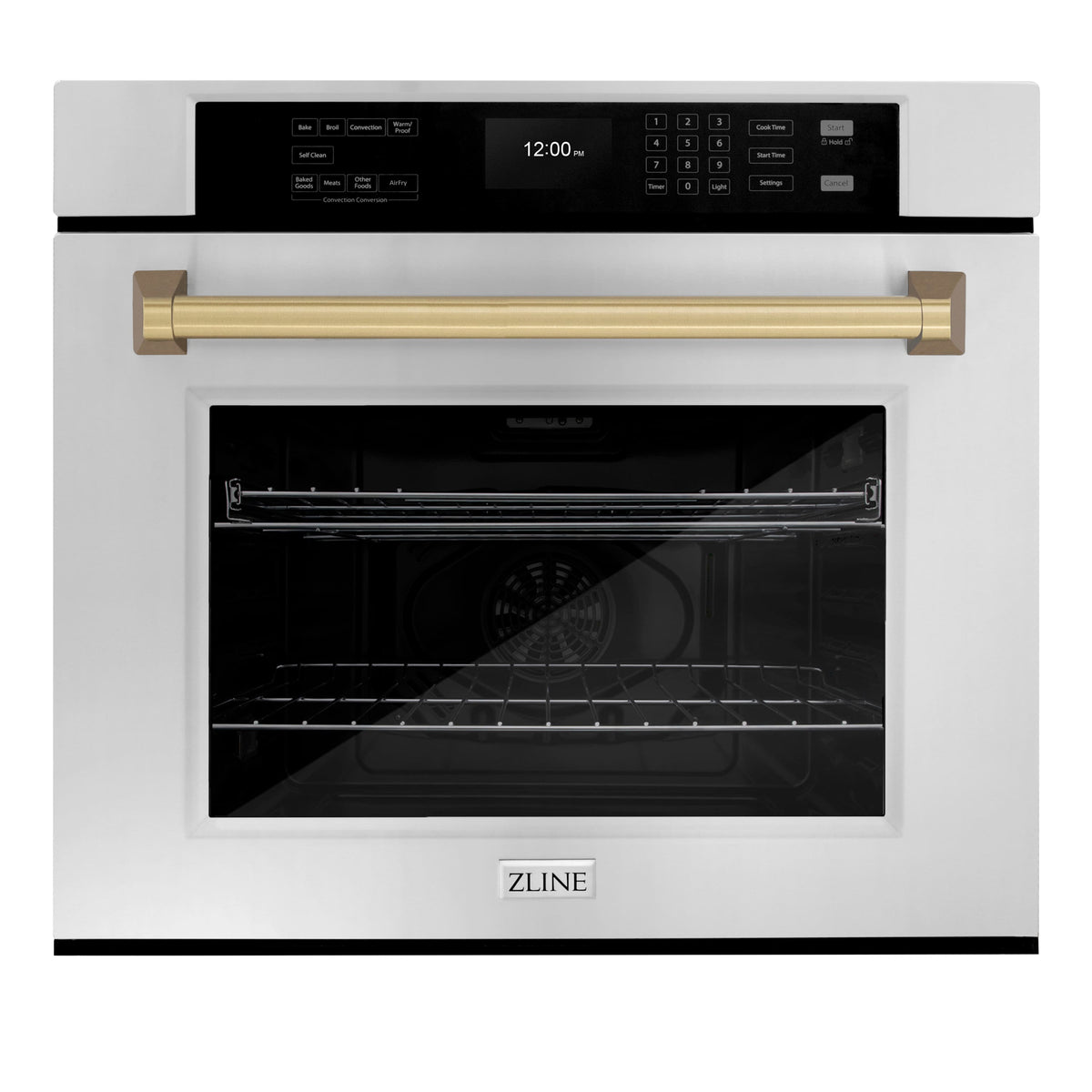 ZLINE - Autograph 30 in. 5 cu. ft. Built-In Single Wall Oven with Air Fry & Self Clean with Bronze Accents - Stainless Steel