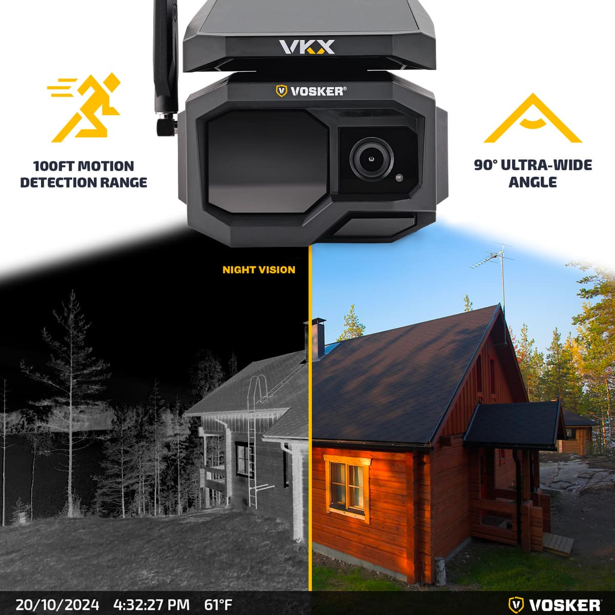 Vosker - VKX Outdoor Solar Powered 1080p Security Camera with 4G-LTE Cellular Connectivity - Black
