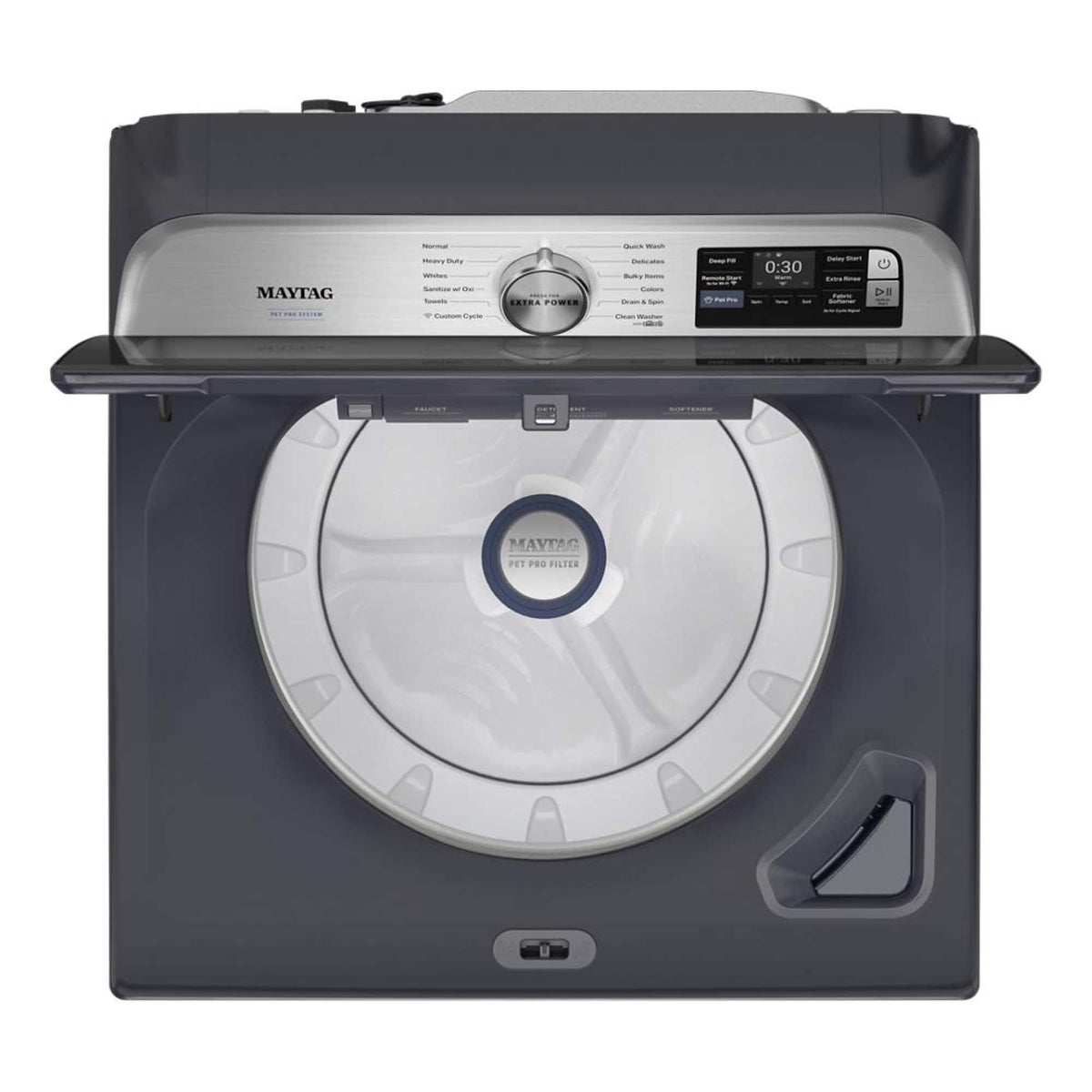 Maytag - 5.2 Cu. Ft. Smart Top Load Washer with Extra Power and Sanitize Cycle with Oxi - Midnight Steel
